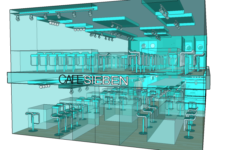 绿色人性化创意厂房模型资料下载-3组创意咖啡店SU模型设计