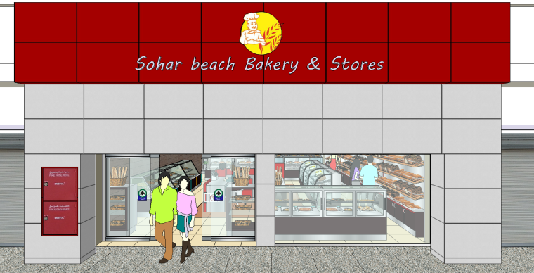 面包店配电系统图资料下载-两组面包店SU模型设计