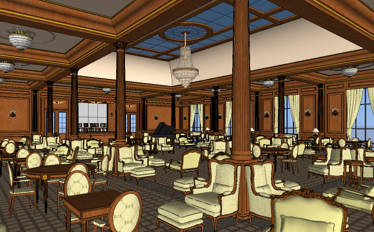 酒店餐厅su模型资料下载-国外欧式风格酒店餐厅SU模型设计（四）