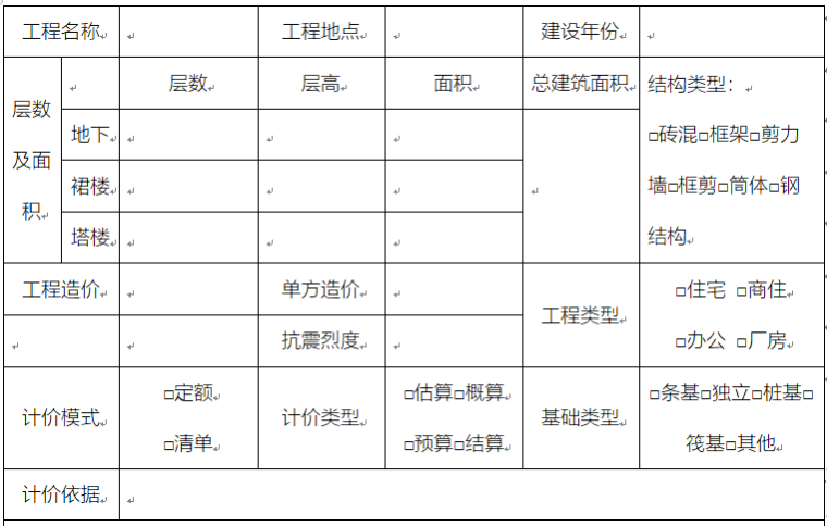 安装工程造价指标分析表资料下载-工程造价指标分析表格模板