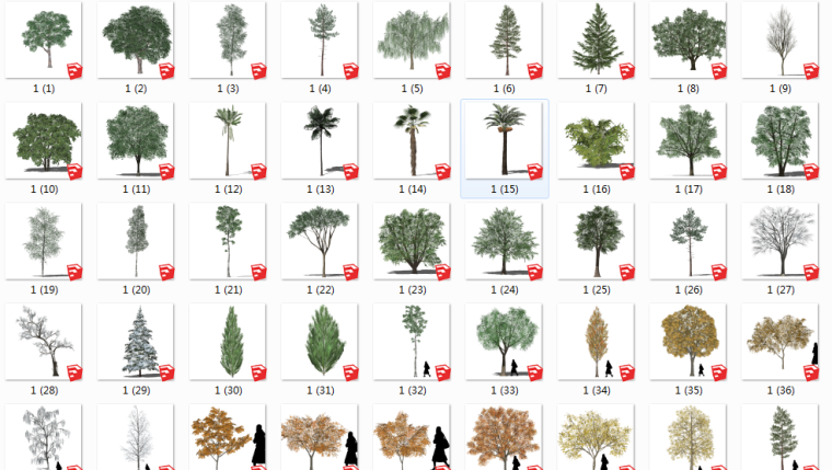 树模型素材设计资料下载-50组景观SU三维低模树模型素材设计