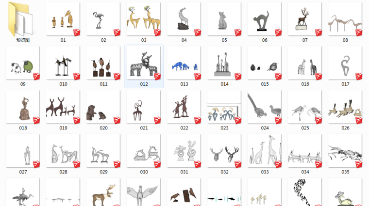 雕塑小品设计思路资料下载-51套雕塑小品SU模型设计(动物篇）