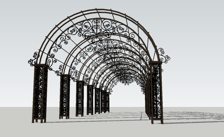 46套欧式构筑物廊架花架SU模型设计_8