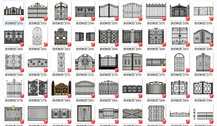 门的su密性资料下载-51组欧式铁艺门SU模型设计合集