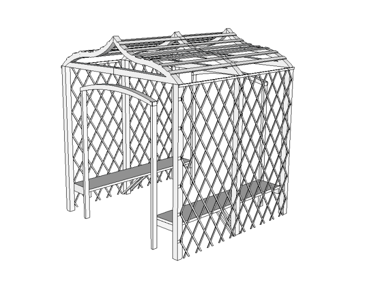 46套欧式构筑物廊架花架SU模型设计_7