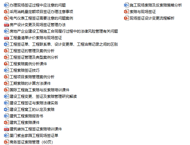 25套工程设计变更签证索赔资料专题合集_1