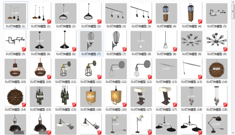 家装工装节点分析图资料下载-177组家装工装现代灯饰吊灯台灯壁灯单体SU