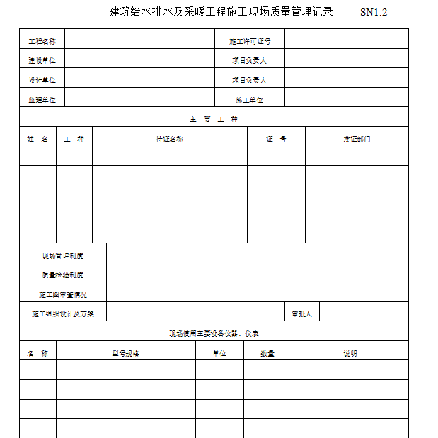 建筑给排水及采暖工程竣工验收表格大全_2