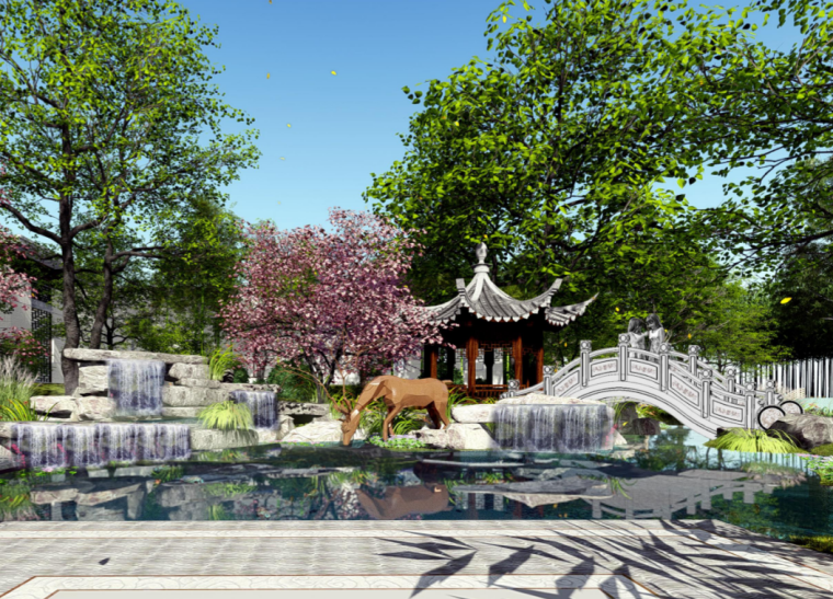 [陕西]西安40亩新中式风艺术住宅景观方案-样板区设计1