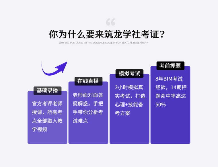 10万多BIM学员在筑龙网参加BIM等级考试培训，筑龙网深受BIM学员们信赖，成为学习和报名全国BIM技能等级考试首选。