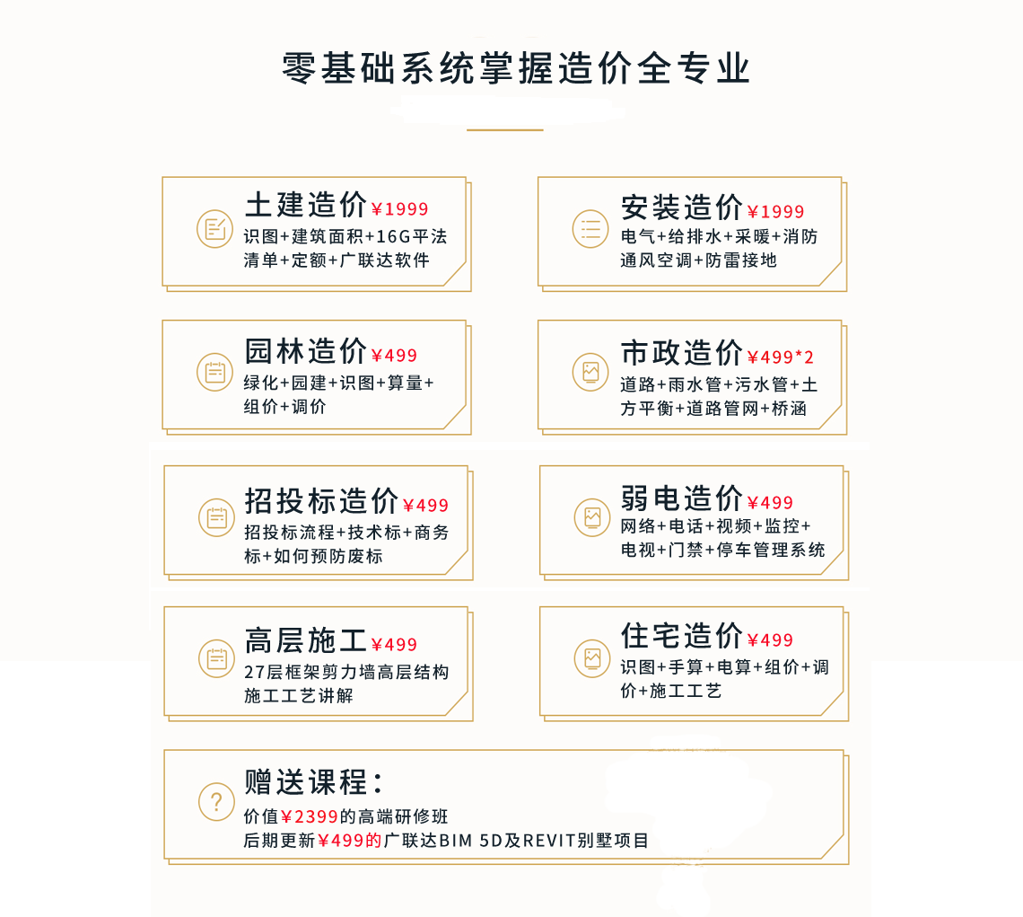 暴爽造价全专业套餐，零基础系统学习造价全专业，不仅可以学会造价相关知识，还涉及到土建造价实战，高层施工工艺讲解，弱电智能化造价，造价套餐课更优惠。" style="width:1140px;