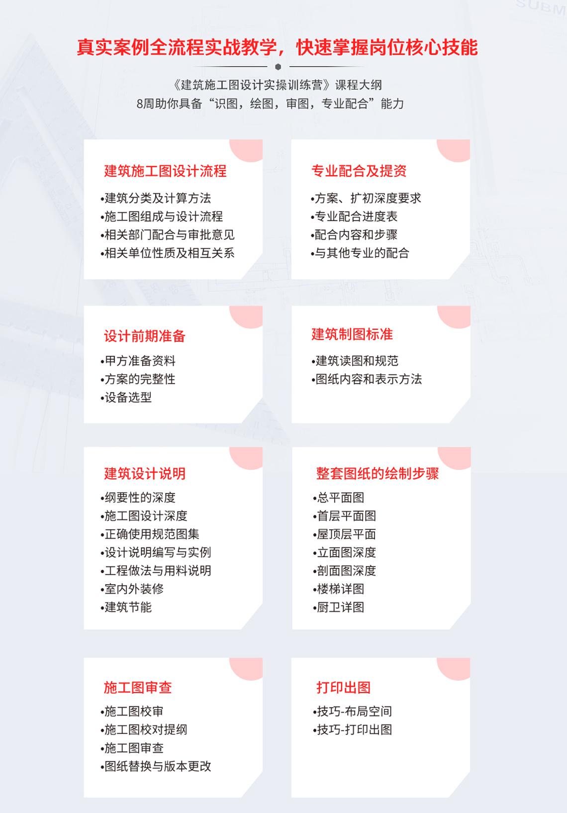 准备二级注册建筑师备考需要科学合理的复习计划，我们专业服务团队有丰富的二级注册建筑师考试经验，全程复习跟踪、享受督学服务，辅导至考前最后一天,科目包含：场地与建筑设计、法律法规，经济与施工...