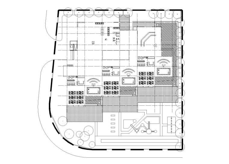 6班幼儿园建筑施工图（CAD+效果图）-一层平面