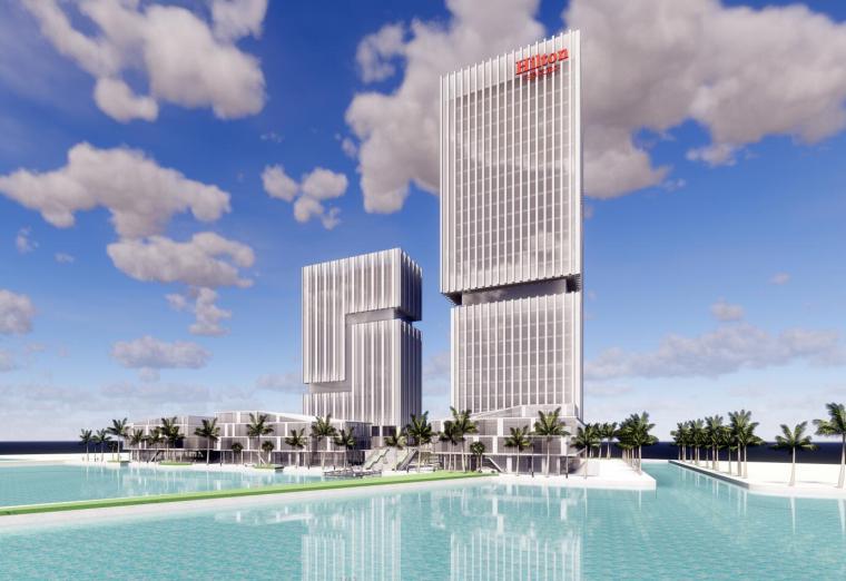酒店装修预算2018资料下载-希尔顿酒店现代滨湖概念模型设计（2018年）