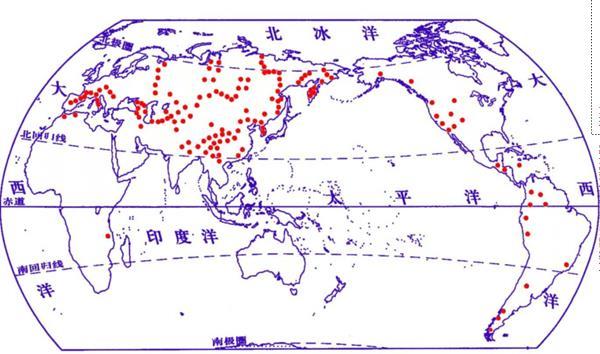 泥石流地质灾害防治理论及技术-世界泥石流多发地分布示意图