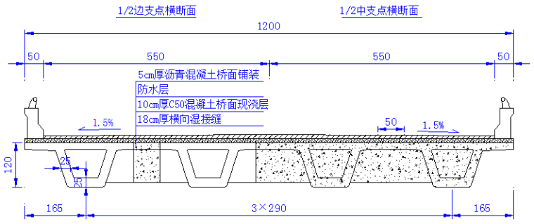 分离立交桥荷载试验检测报告-支点横断面