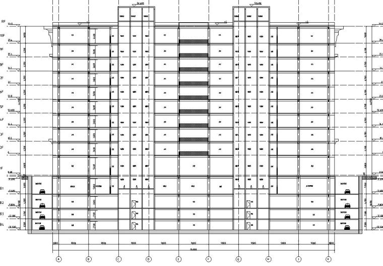 [北京]金融街E9项目政府公建办公楼建筑施工图设计（CAD）-1-1剖面图