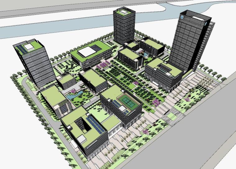 江干科技园城市设计资料下载-[安徽] 合肥宿松路科技园建筑模型设计（现代风格）