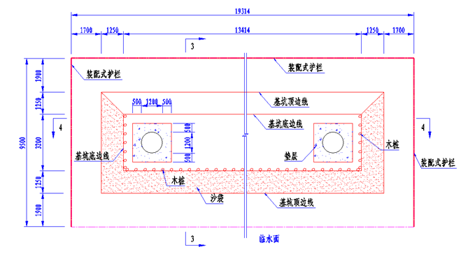 知名企业承台施工标准化管理（图文）-基坑开挖防护标准化施工示意图（临水基坑）