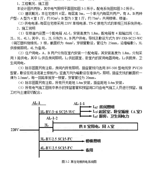 电气照明说明资料下载-住宅楼电气照明工程施工图预算实例