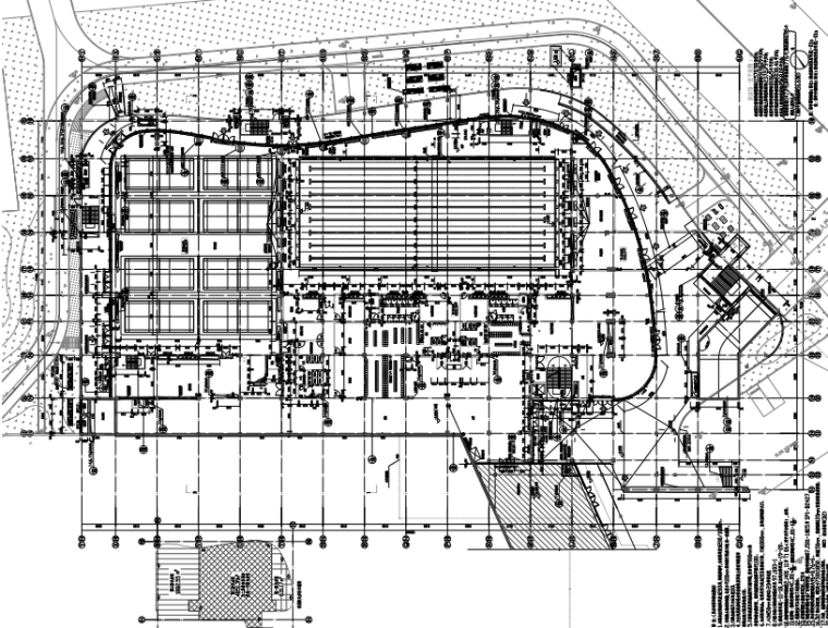 绿色建筑|游泳馆大空间钢桁架结构全套图-游泳馆一层平面图