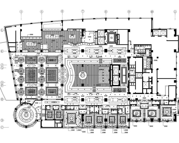 2000平米中餐厅室内装修设计施工图-2吊顶布置图