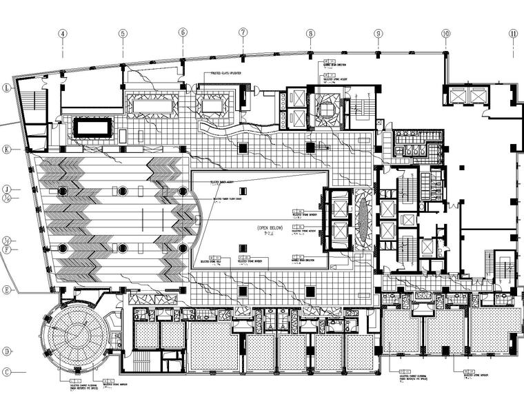 2000平米中餐厅室内装修设计施工图-3地坪布置图