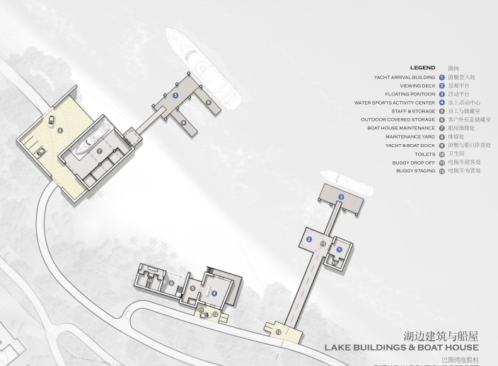 [内蒙古]巴图湾旅游度假村概念设计文本-湖边建筑与船屋