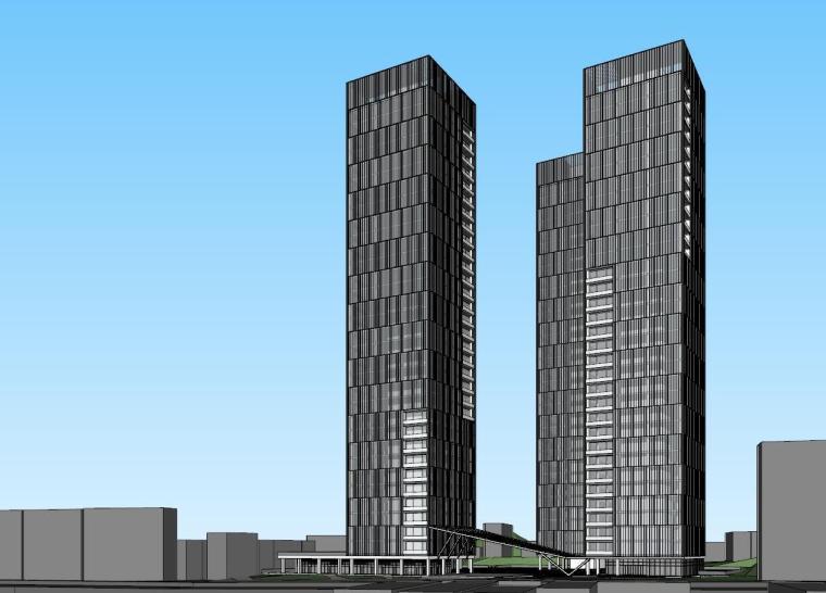 su高层办公建筑模型资料下载- 现代超高层办公及公寓建筑模型设计