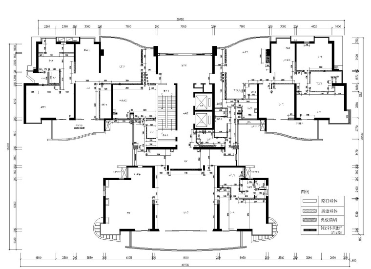 香港逸森建筑-梧桐山陈先生私人豪宅CAD施工图丨设计方案-4间墙尺寸图_看图王