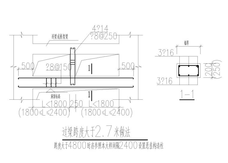 油化库/水泵房/丙烷站/气体站结构施工图-过梁跨度大于2.7米做法