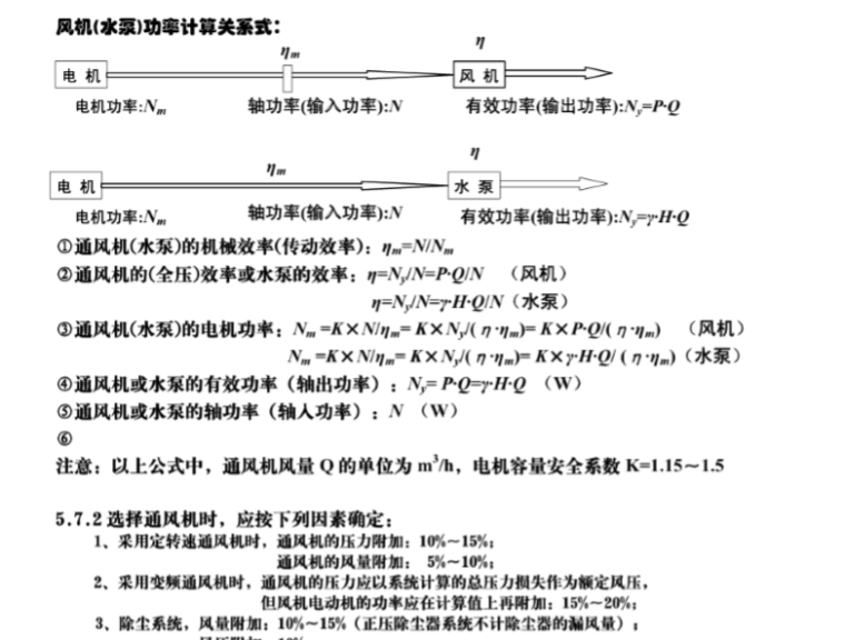 暖通注册考试资料整理-风机功率计算关系式