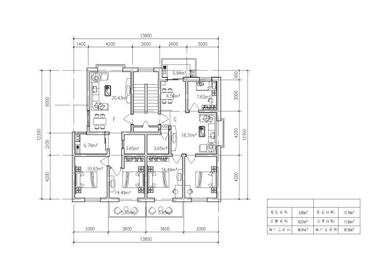 40种多层住宅户型图（CAD）-户型展示8