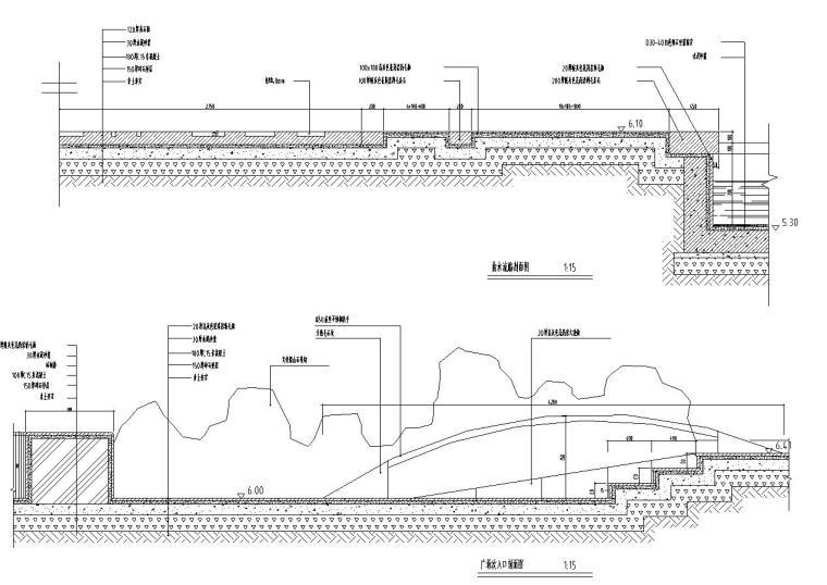 景观细部施工图—溪流水池施工图设计-溪流水池详图二