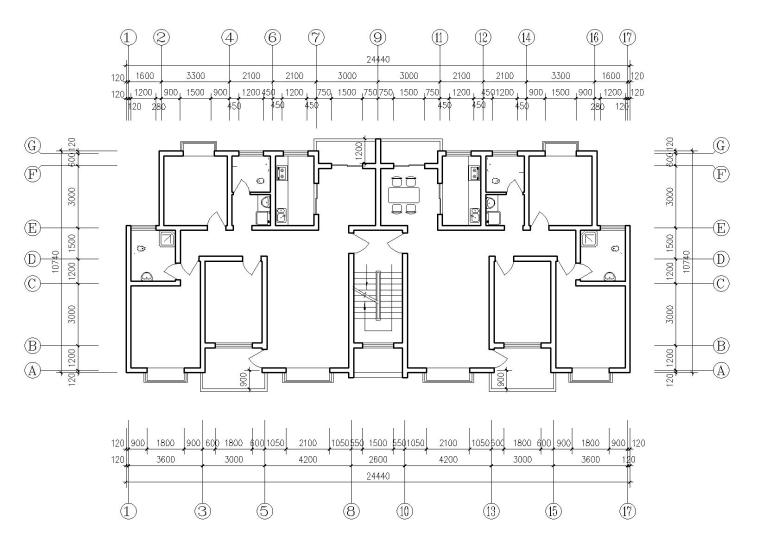 小区住宅户型图平面图资料下载-某多层住宅户型图（CAD图纸）