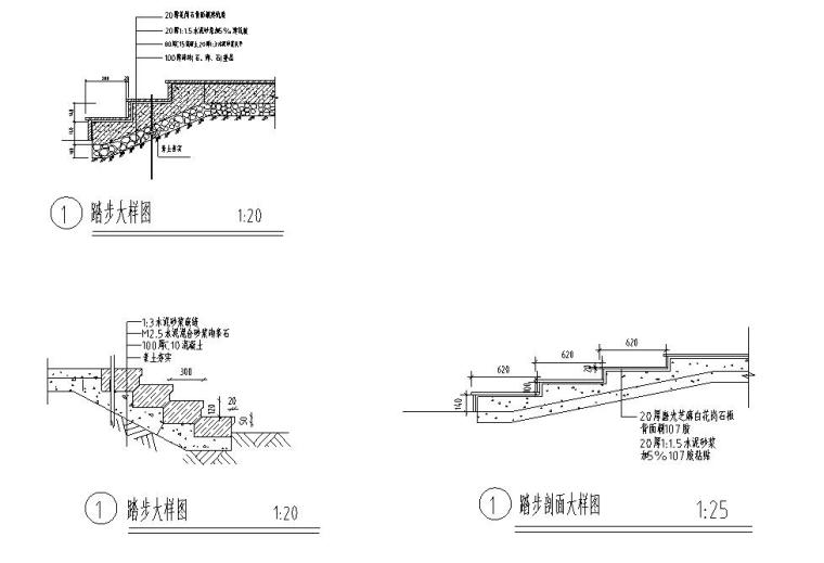 景观细部施工图—道路铺装施工图设计-3个踏步结施图