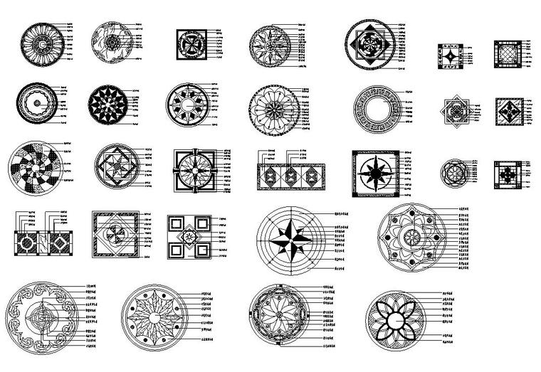 景观细部施工图—道路铺装施工图设计-道路地花CAD图块集合