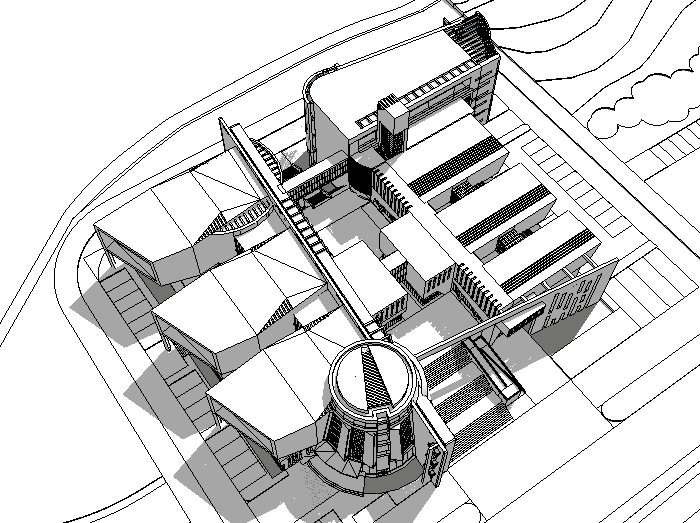 建筑博物馆平面cad资料下载-红旗博物馆建筑模型设计