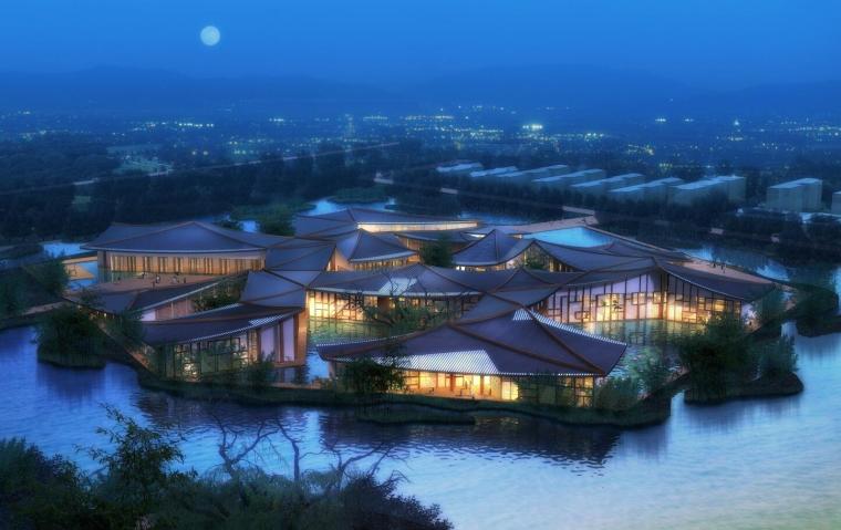 中式风格酒店景观资料下载-[河南]开封西北湖中式风格酒店方案设计（PDF+40页）