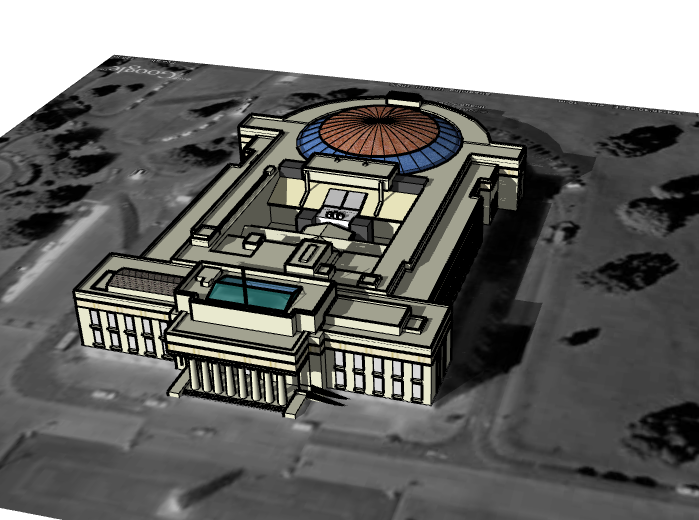 博物馆中心规划设计资料下载-奥克兰博物馆建筑模型设计