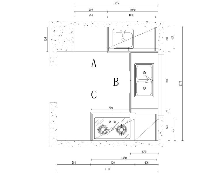 餐厅厨房设计CAD资料下载-别墅中西式厨房装修设计CAD施工图