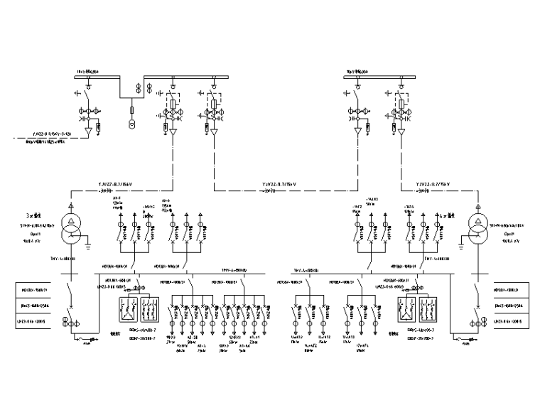 浙江居住小区箱变项目电气设计图-3#、4#箱变电气主接线图