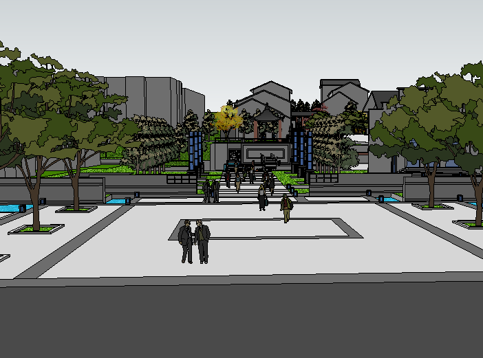 商业街建筑整治方案设计资料下载-中式商业街建筑模型设计