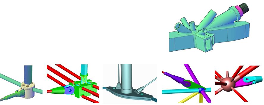 拉索与横向加劲桁架下弦连接 撑杆与下弦拉索的连接 斜索与刚性节点