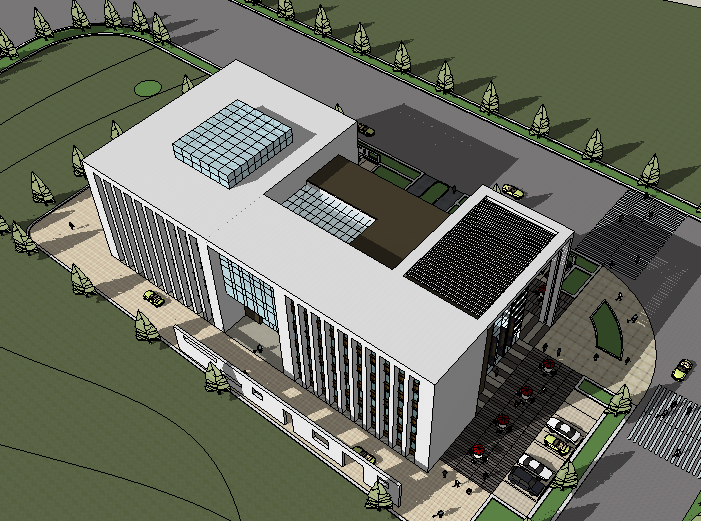 活动中心sketchup资料下载-社区活动中心建筑模型设计