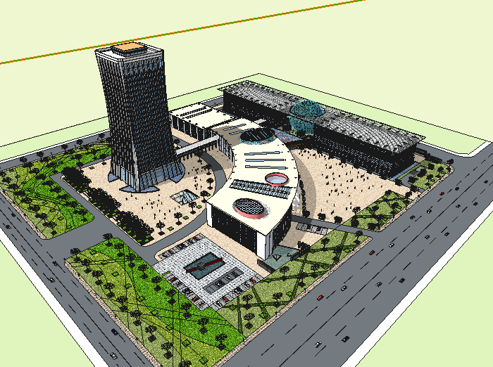 综合会议中心建筑分析资料下载-国际会议中心建筑模型设计