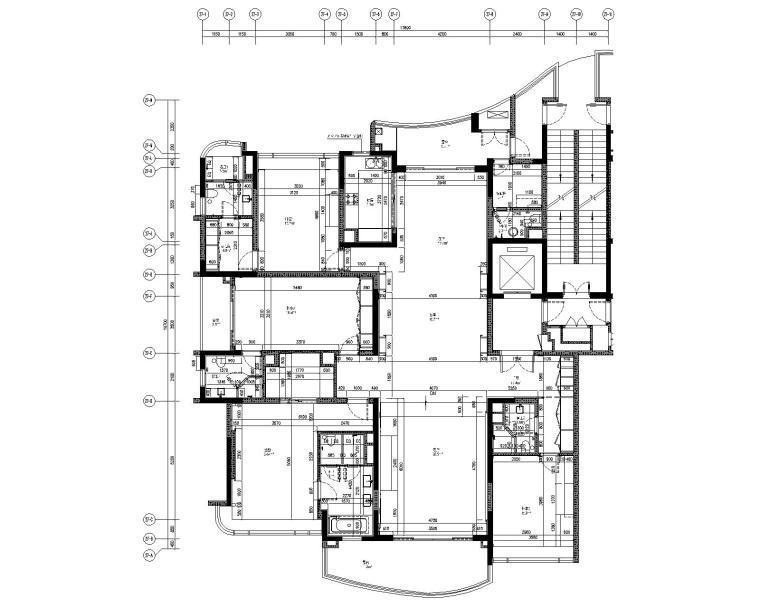 [广东]LTW-广州雅居乐四居室样板间装修施工图+概念方案+物料+完工实景-2尺寸平面图