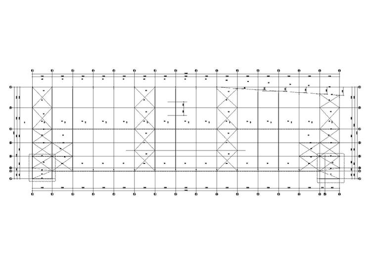 物流项目仓储中心全套施工图2017_排架结构-w3屋面钢架及支撑布置图