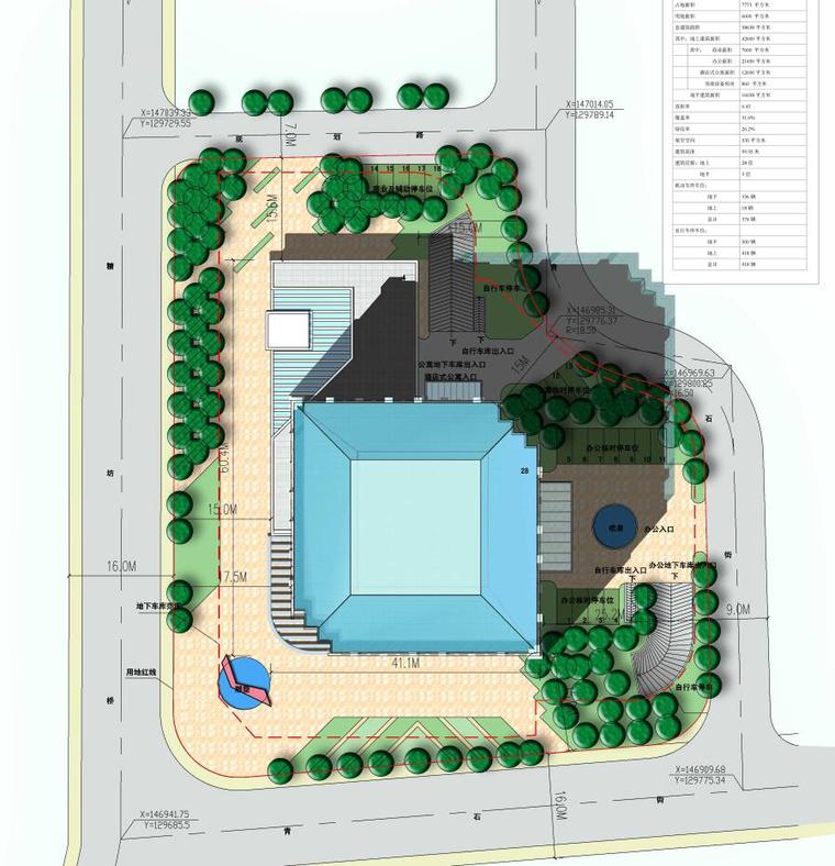 [江苏]南京百汇国际办公楼建筑方案文本设计-总平面图