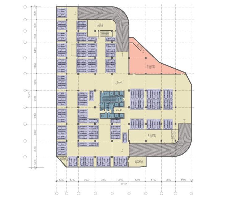 [江苏]南京百汇国际办公楼建筑方案文本设计-地下一层平面图